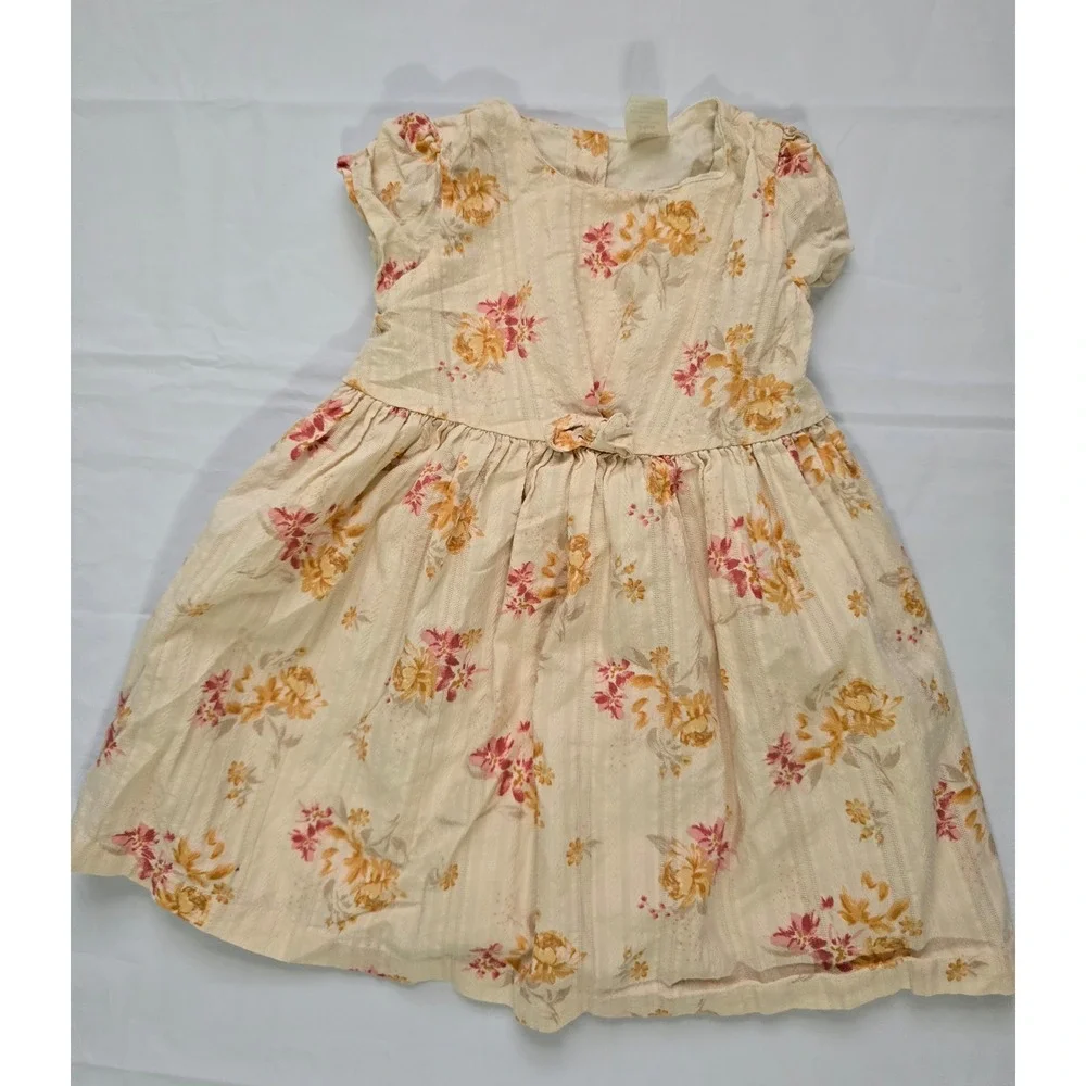 Baby B'gosh 24M Floral Dobby Stripe Cotton Dress Cream Yellow Pink